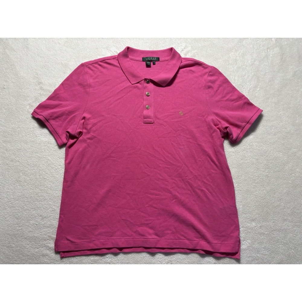 Lauren Ralph Lauren Pink RLL Logo Size Large Women's Polo